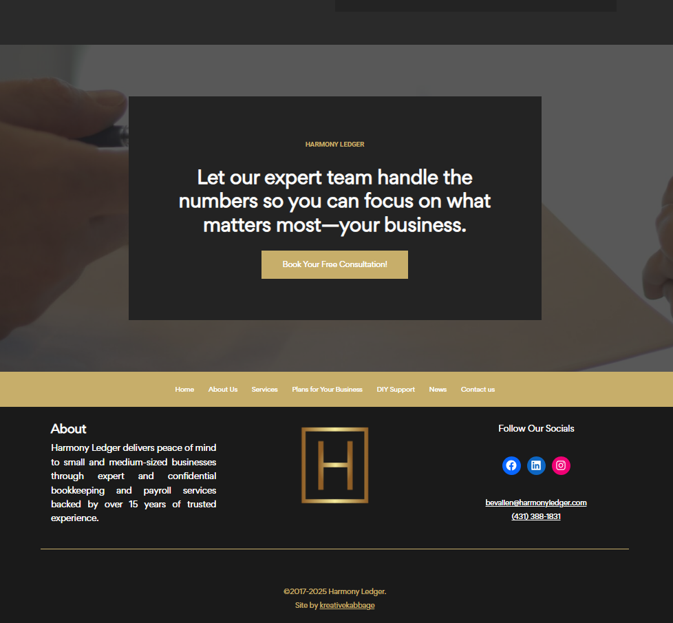 kreativekabbage website and digital services in steinbach featured work harmony ledger 2