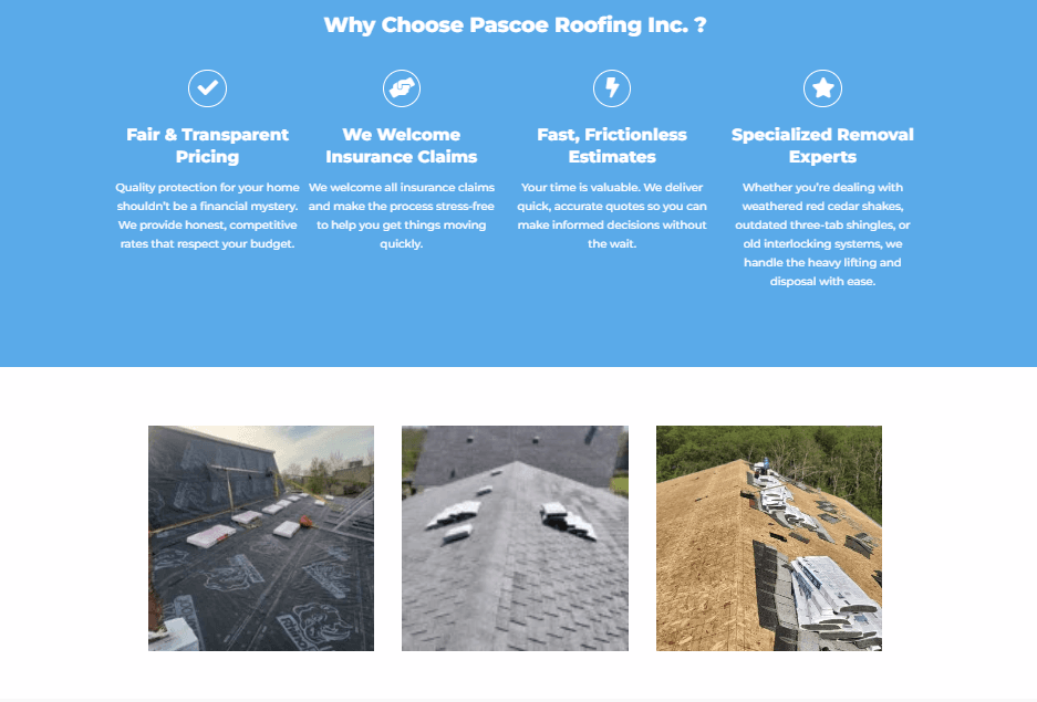 roofing company website design 2