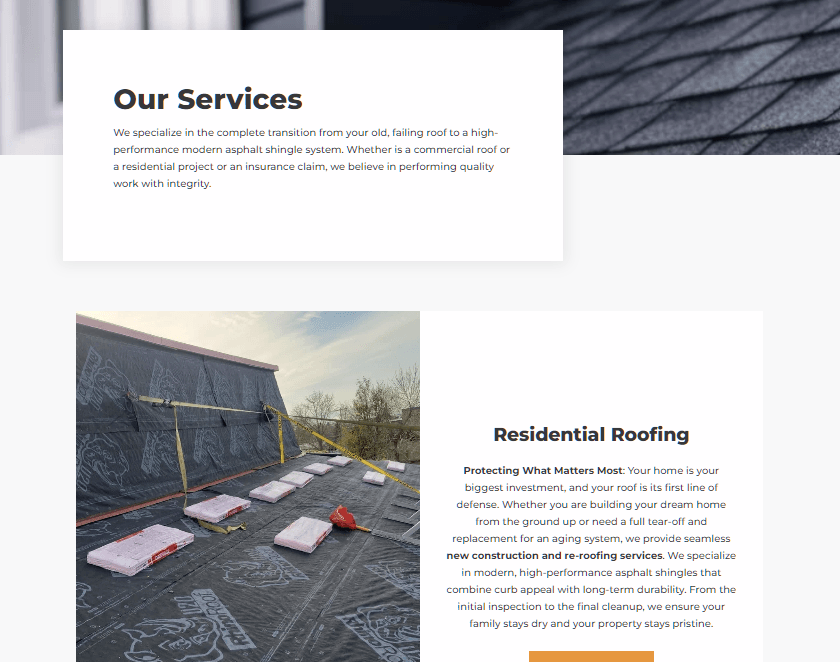 roofing company website design 3