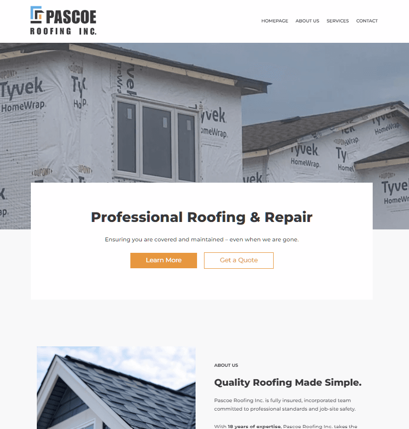 roofing company website design