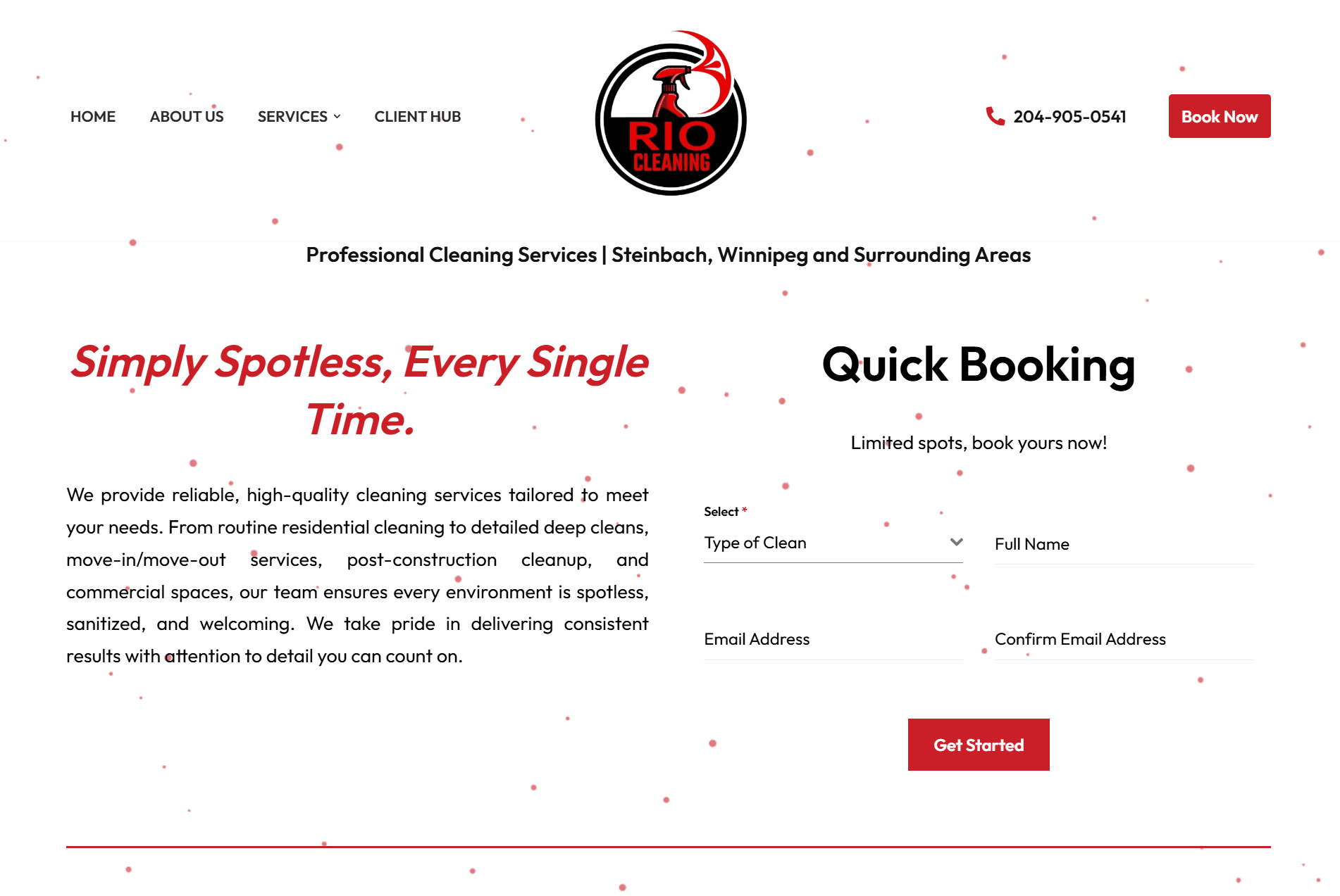 Cleaning company website design and booking system 1