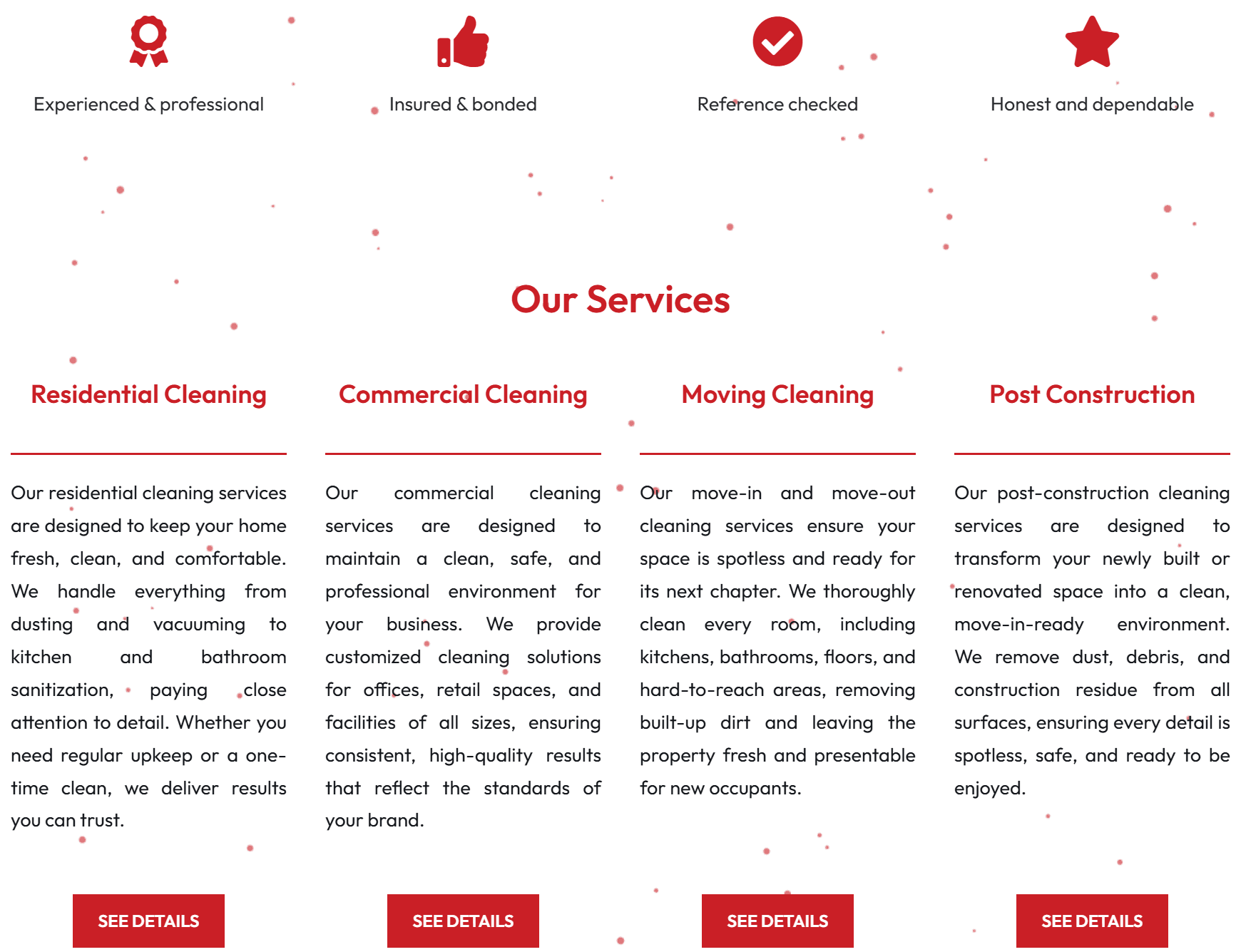 Cleaning company website design and booking system 2