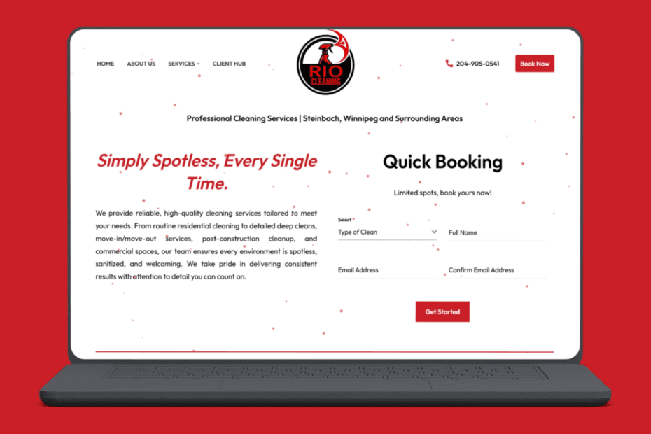 Cleaning company website design and booking system