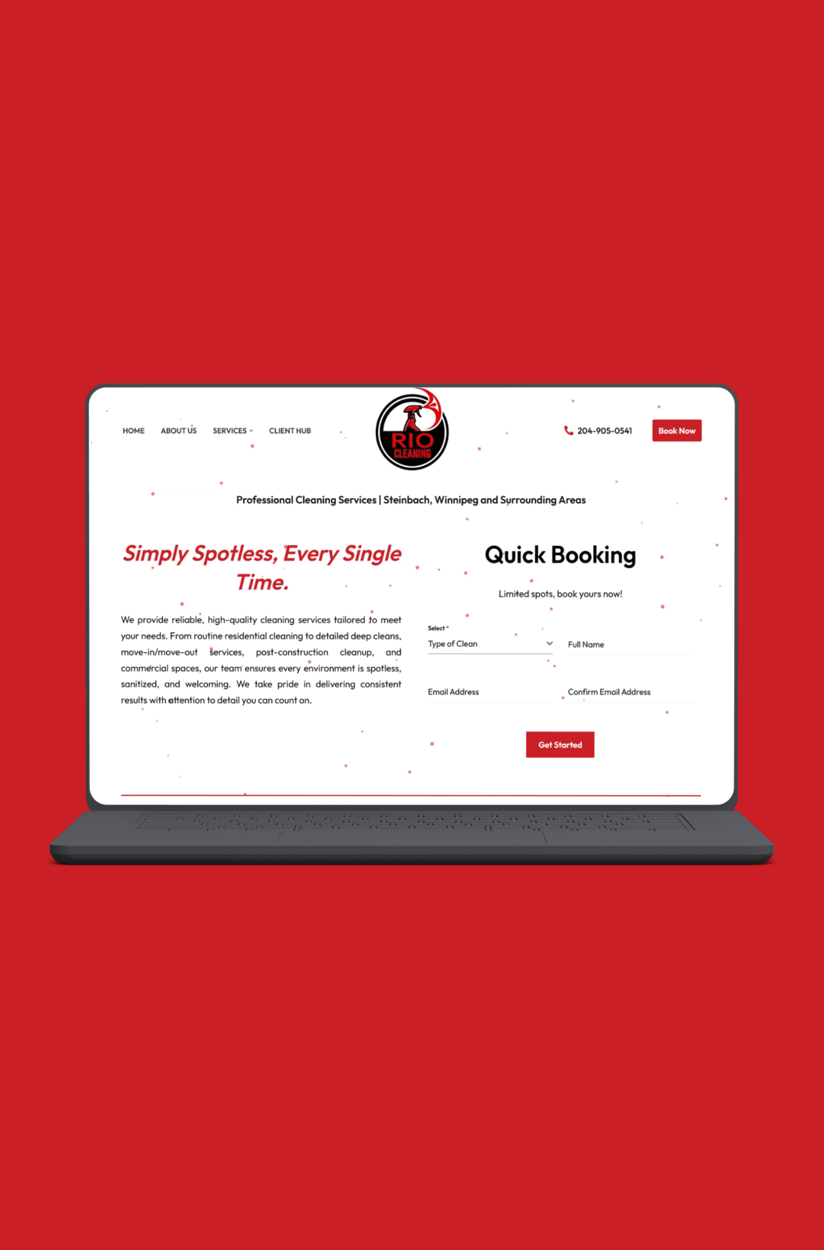 Rio cleaning: Cleaning company website design and booking system