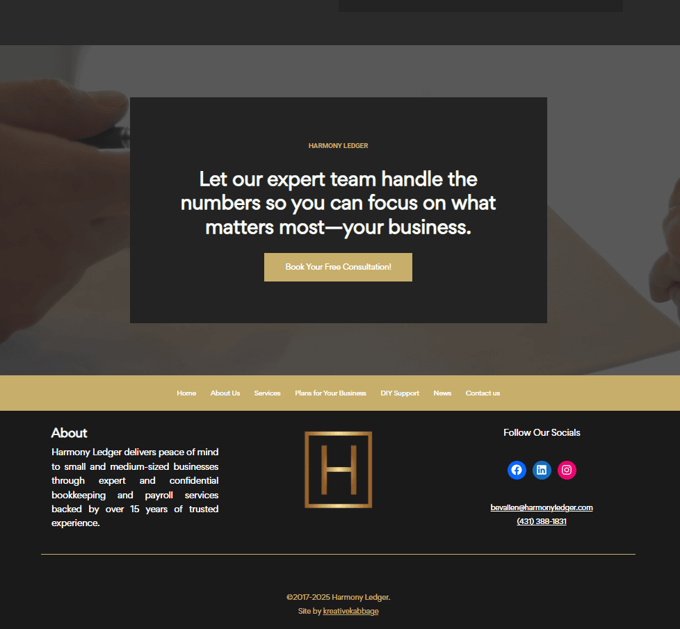 kreativekabbage website and digital services in steinbach featured work harmony ledger 2